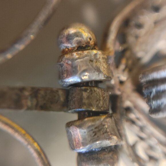 Filigree Butterfly Pendant Wheat Necklace Vintage Sterling Silver 925 From Turke - Picture 9 of 16